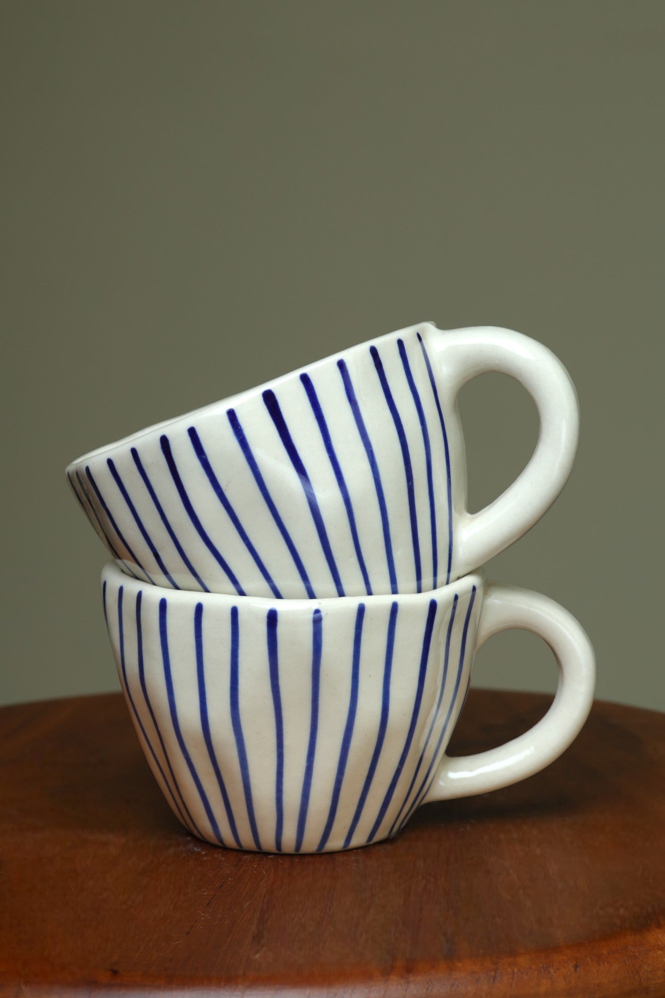 Unique White Cups with blue line art