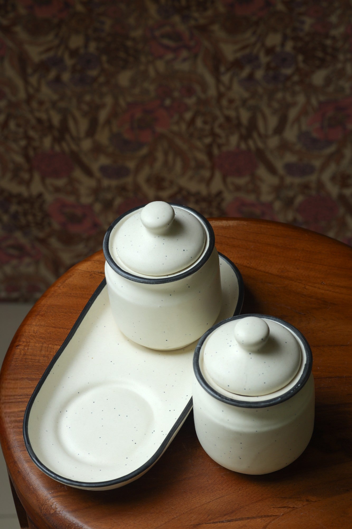 White Pickle Jar - Set of 2 with Tray