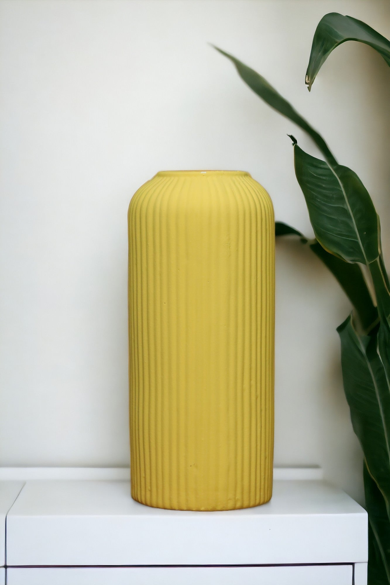 Vibrant Yellow Flower Vase for Flowers or Pampas