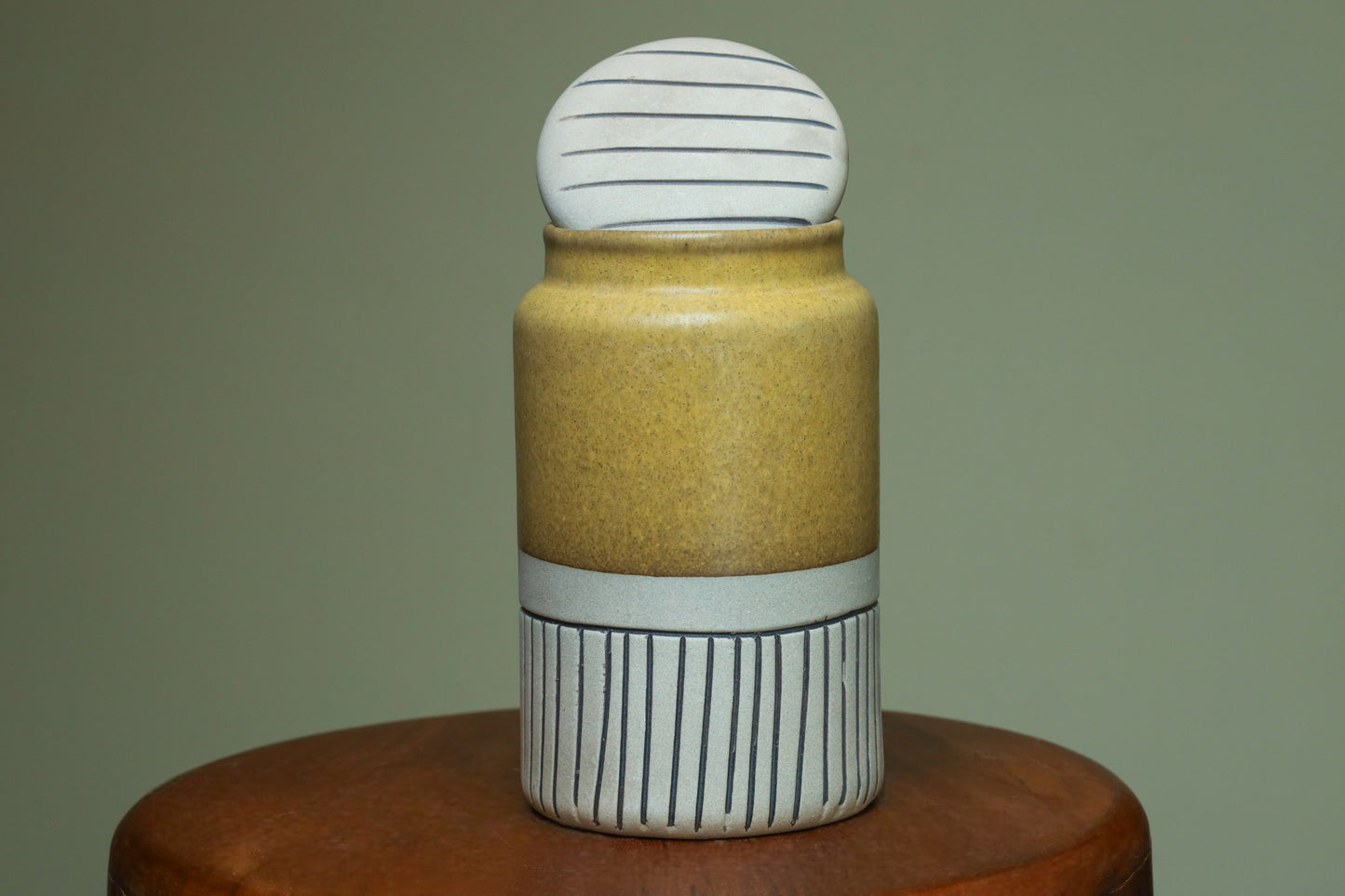 Grey & Brown Cookie Jar with Airtight Lid