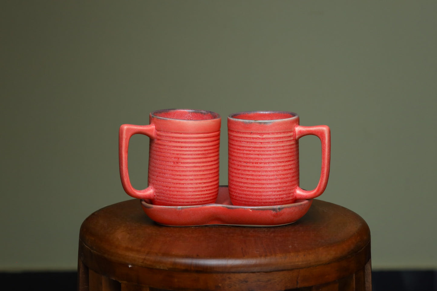 Red Mugs Combo with Peanut Coaster