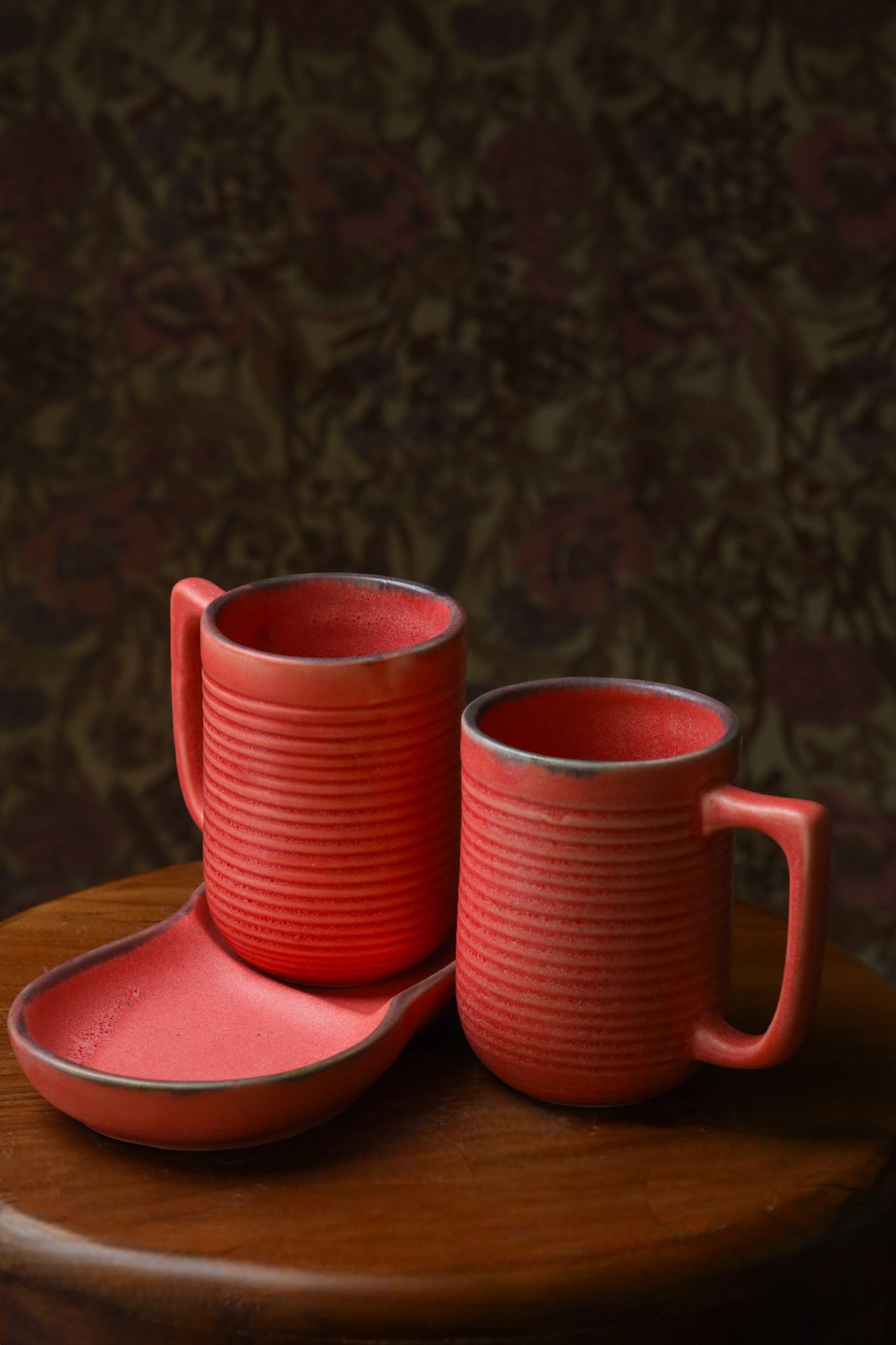 Red Mugs Combo with Peanut Coaster