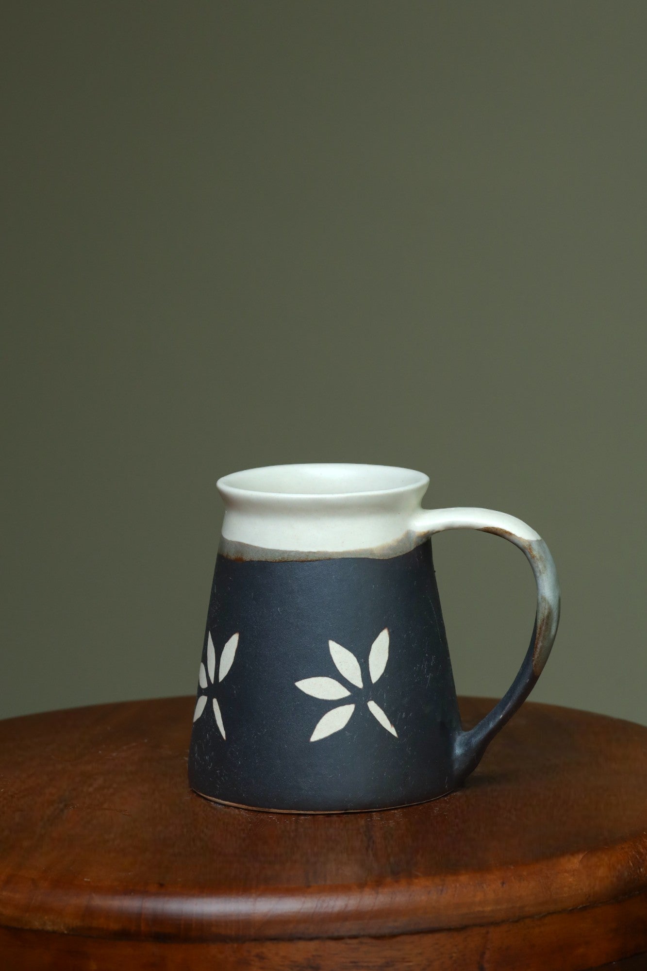 Tapered White & Grey floral Cups