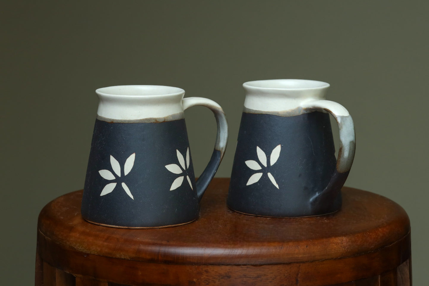 Tapered White & Grey floral Cups