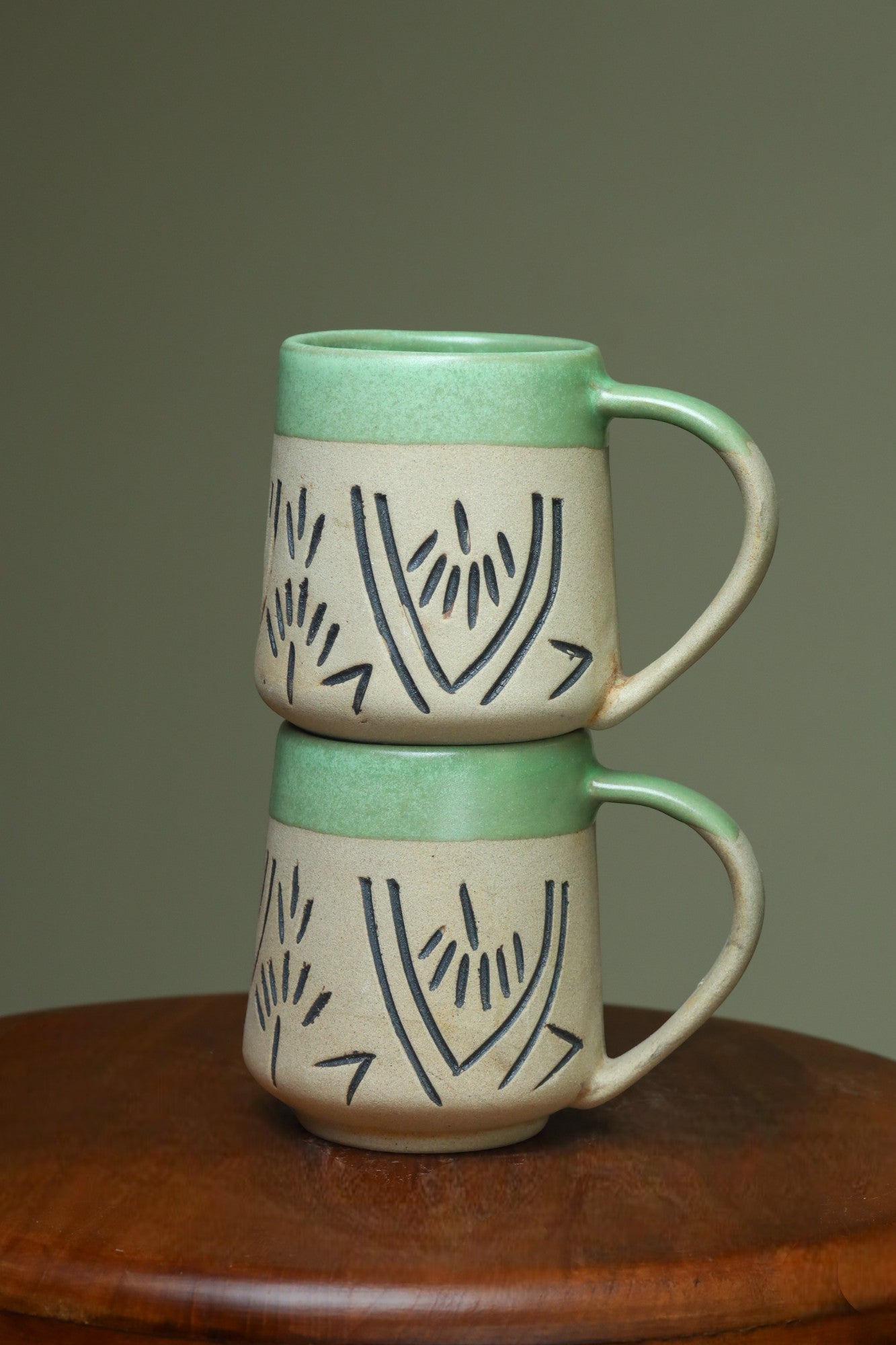 Charming light green mugs