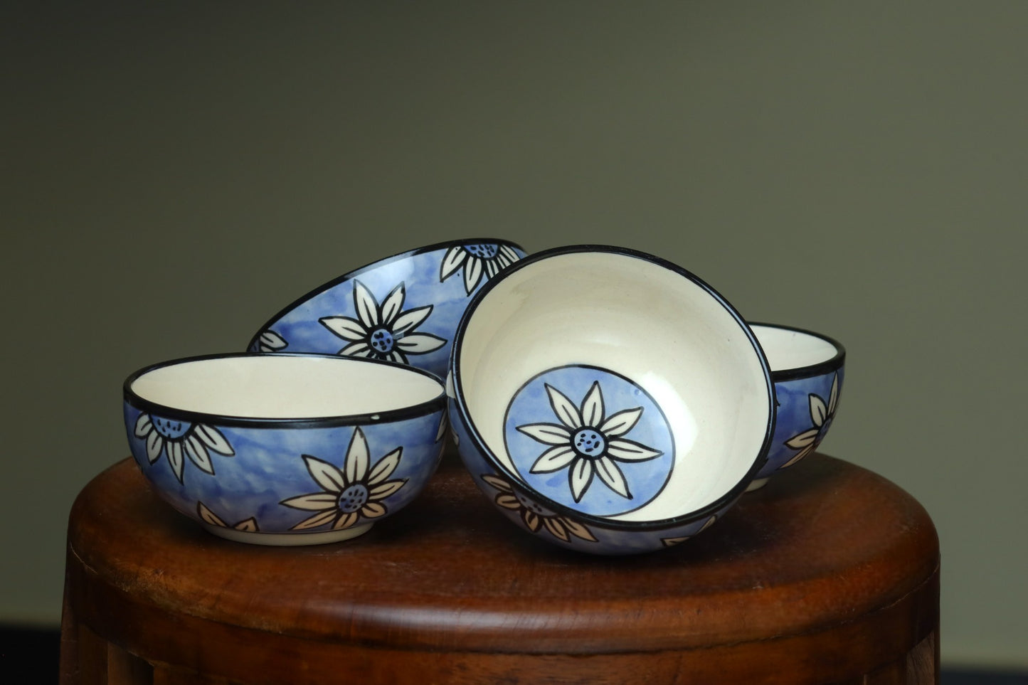 Elegant Blue floral Katoris (Set of 2)