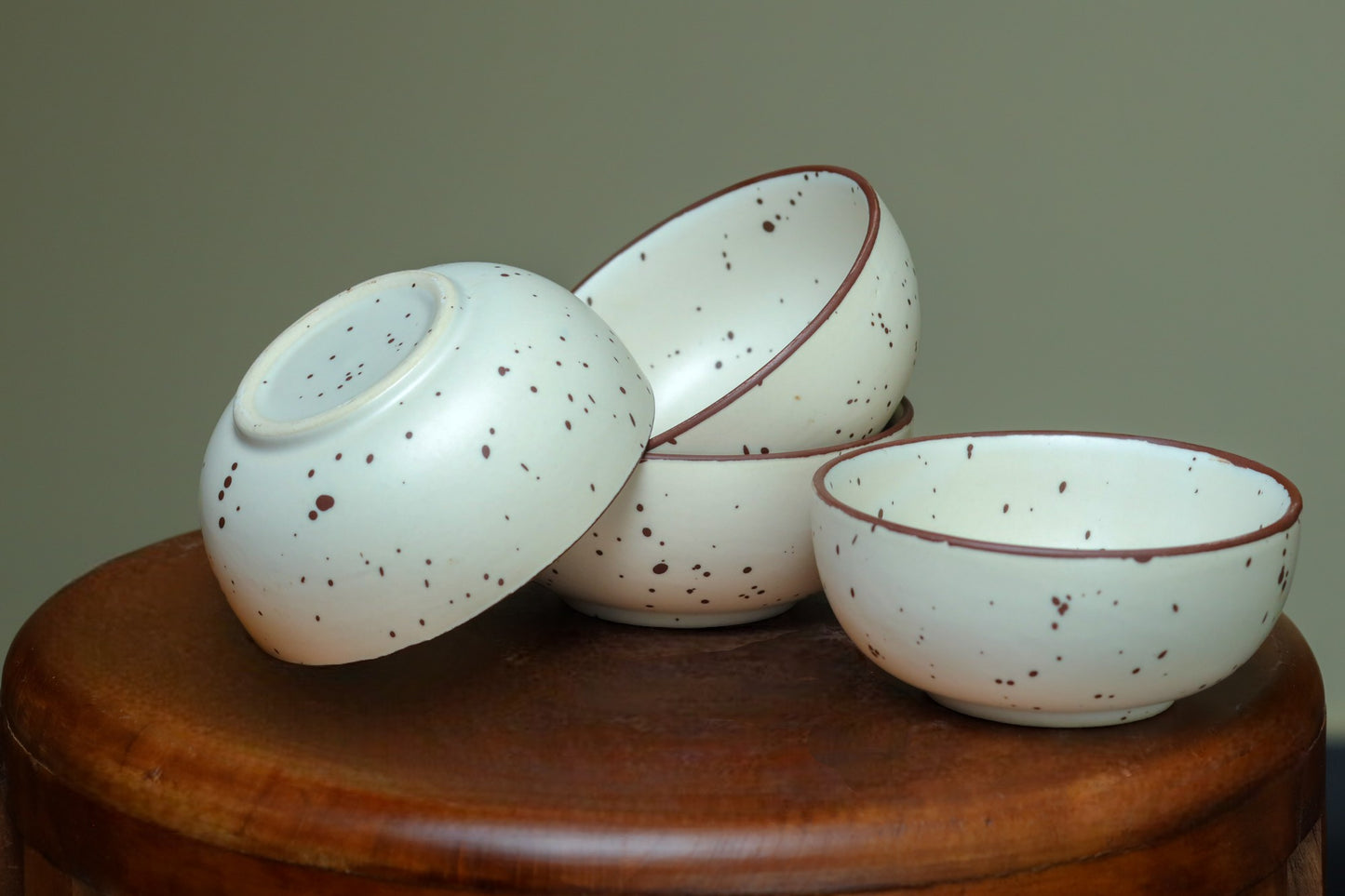 Brown dotted white Katoris (Set of 2)