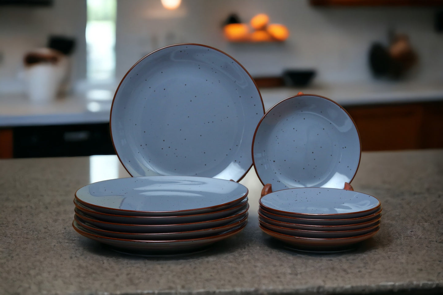 Greyish Blue Dinner & Quarter Plate Set