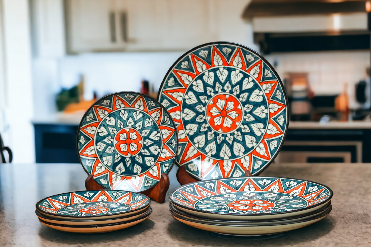 Floral Ceramic Dinner & Quarter Plate Set