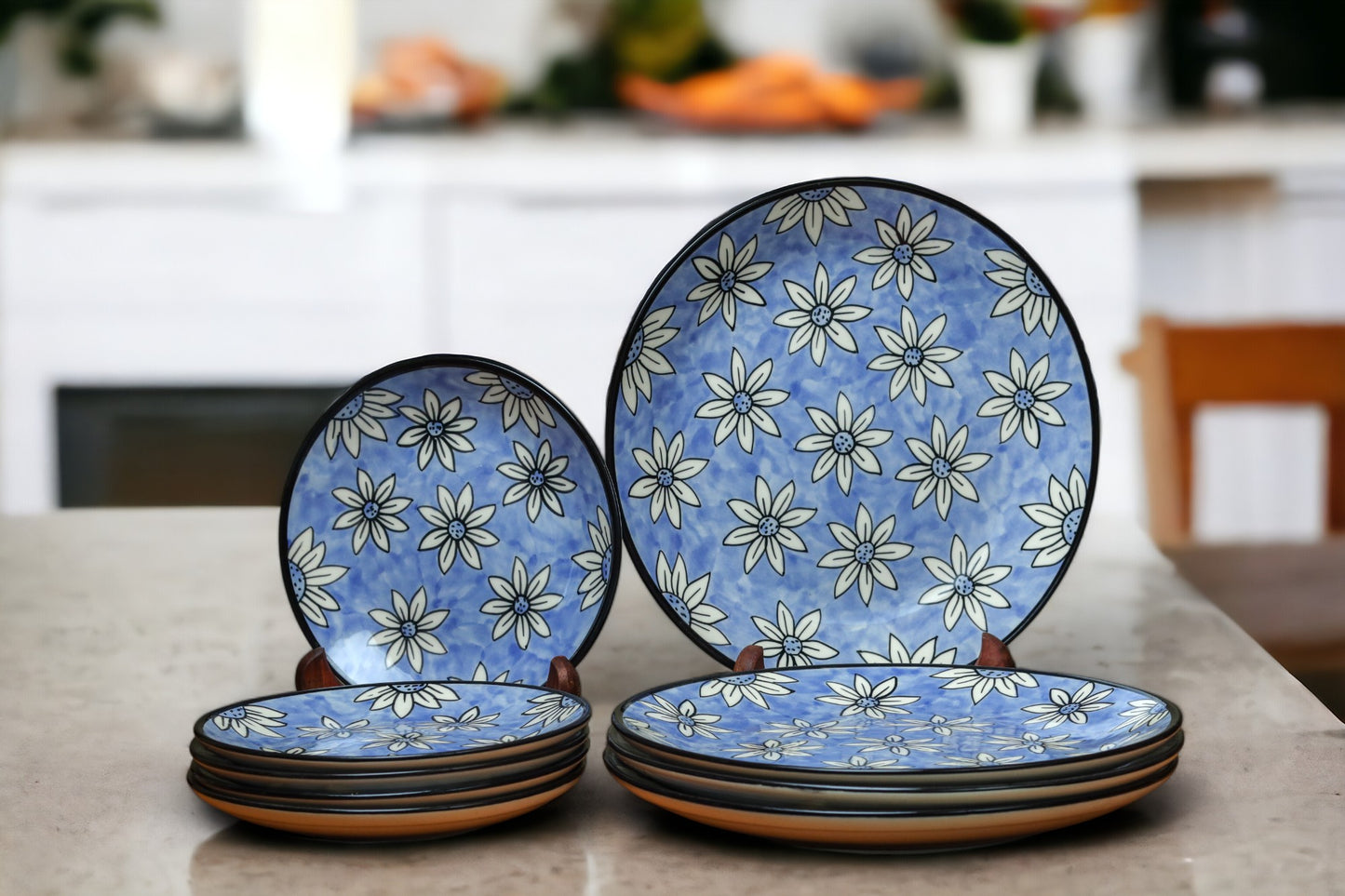 Blue Floral Dinner & Quarter Plate Set