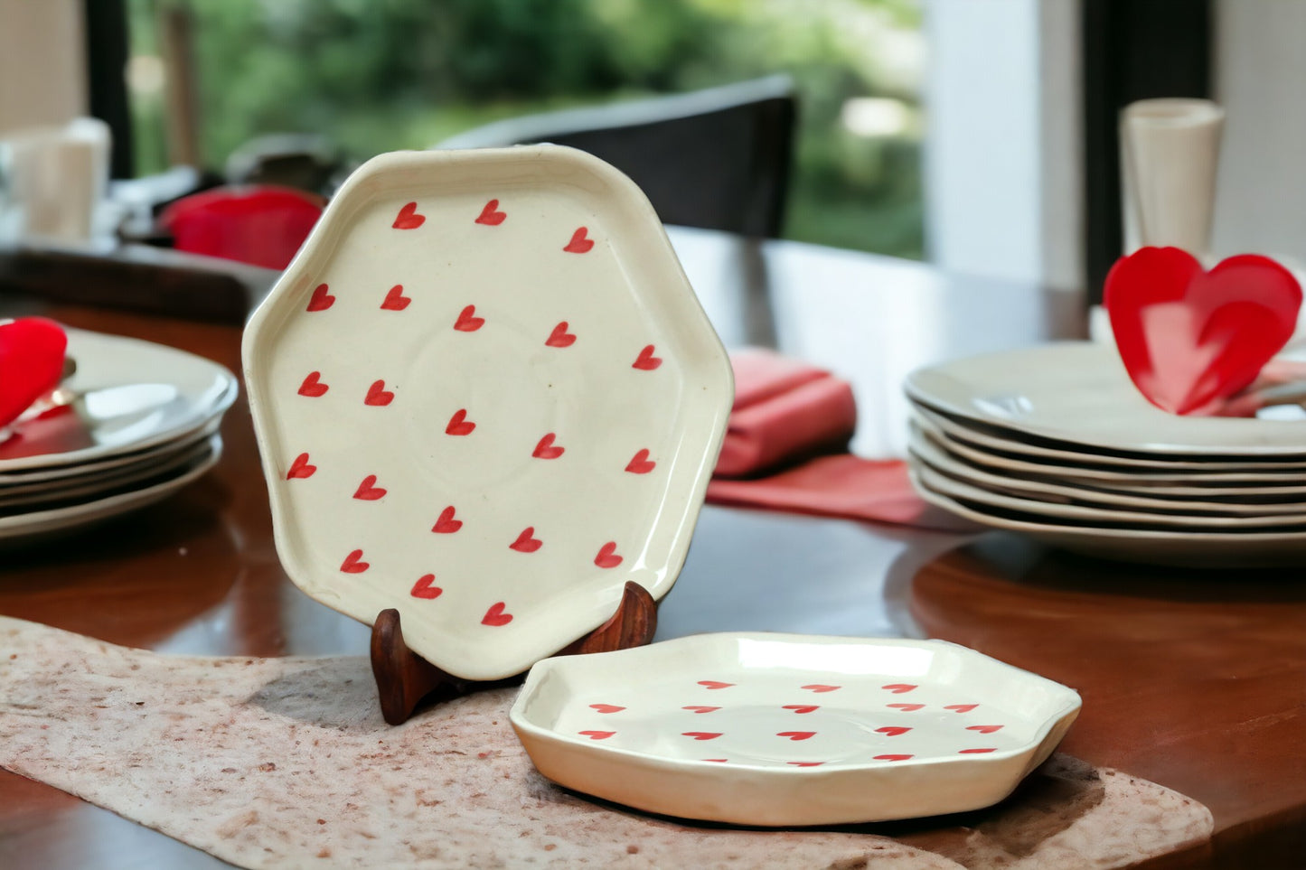 Hexagonal Serving Plates with Love Signs
