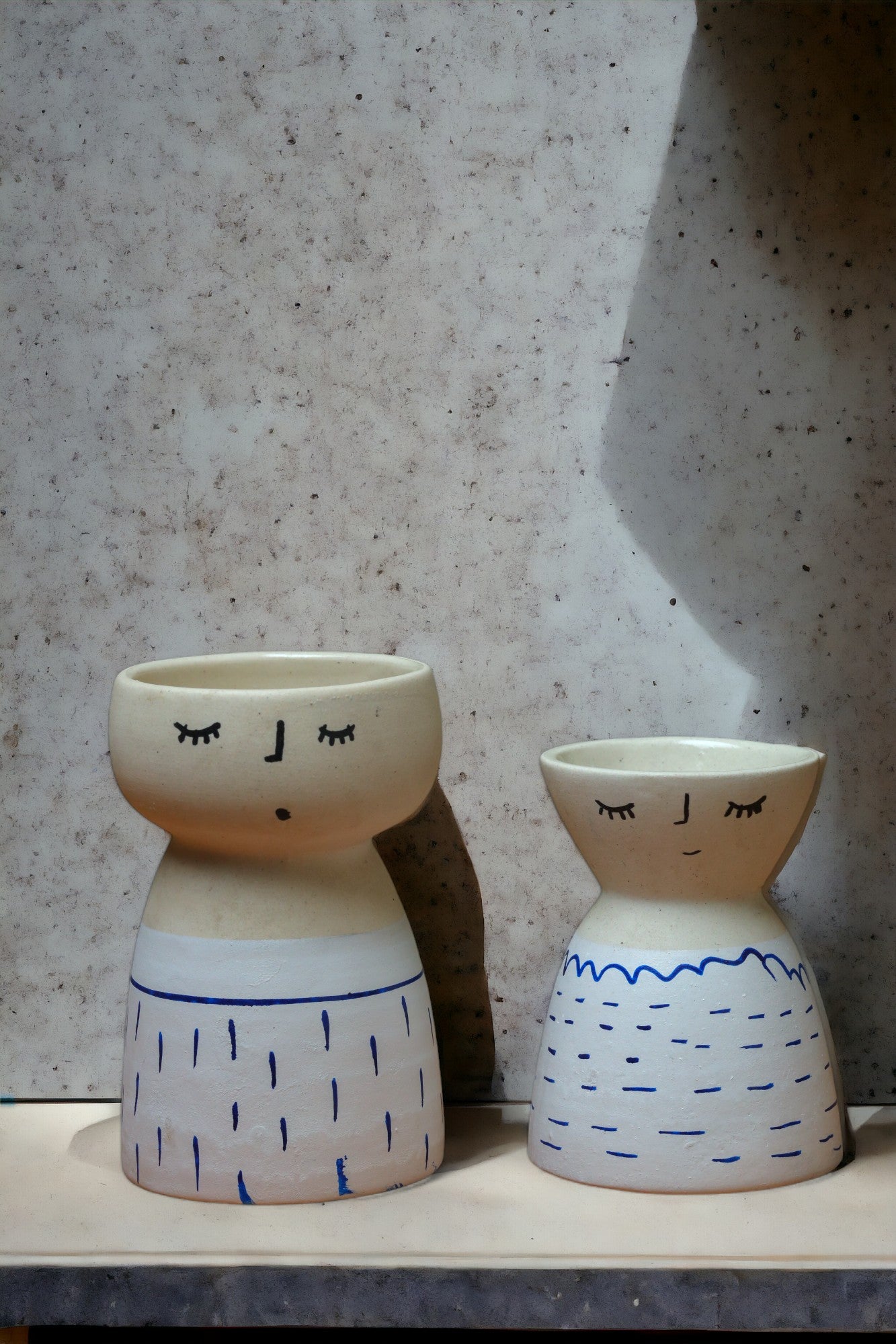 Set of 2 - Designer White Short Vase