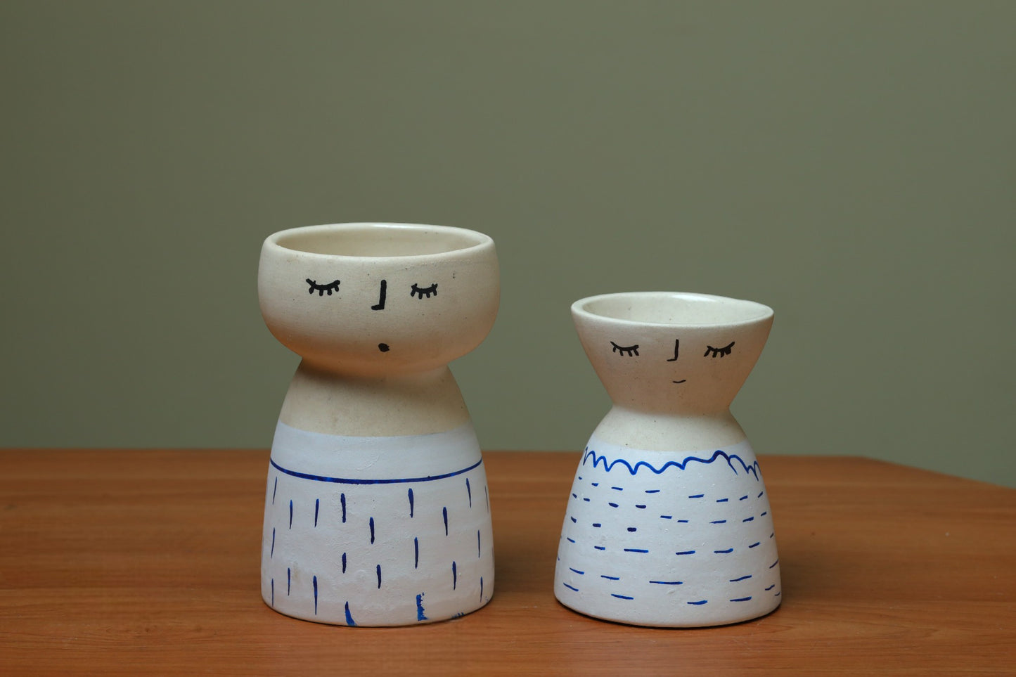 Set of 2 - Designer White Short Vase
