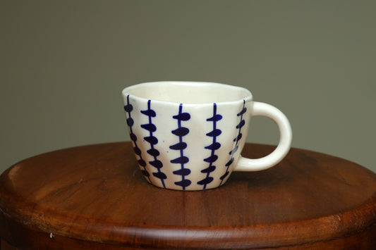 Special white cup with blue design