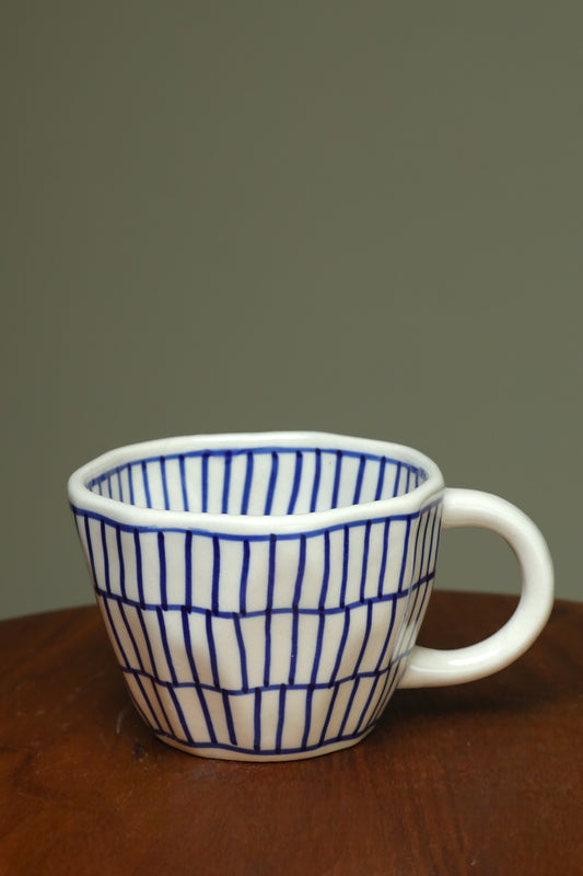 Exclusive White Cups with Blue Line Art