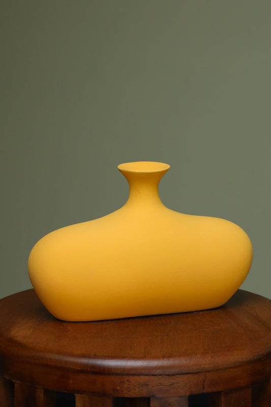 Cylindrical vibrant yellow vase