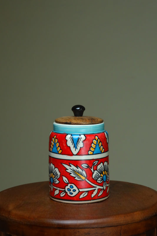 Red Floral Jars with lid