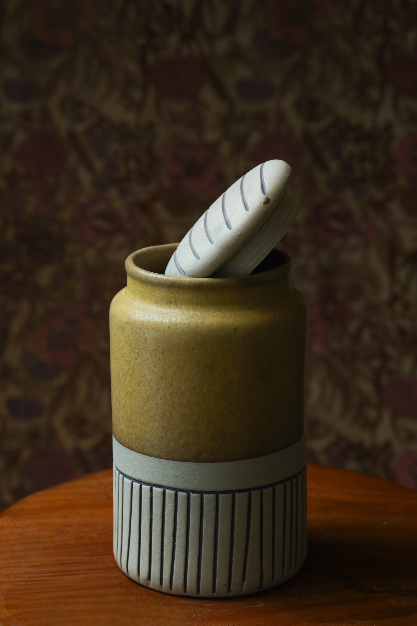 Grey & Brown Cookie Jar with Airtight Lid