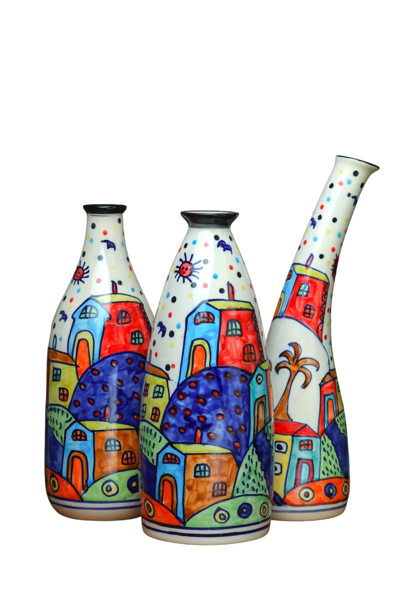 Set of 3 - crafted flower vases