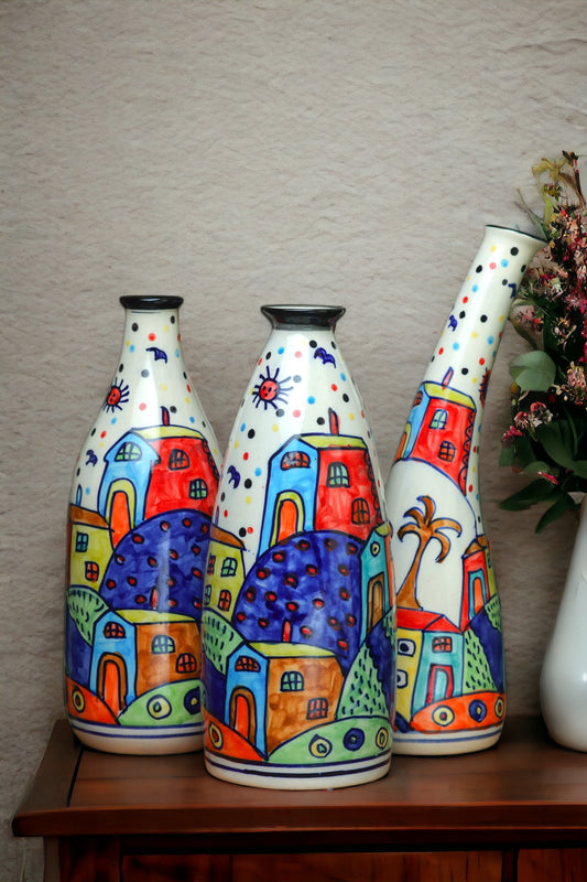 Set of 3 - crafted flower vases