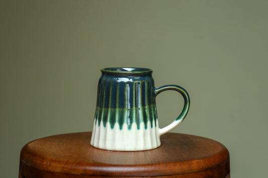 Tapered Coffee Cups in Green & White