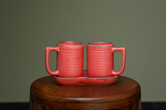 Red Mugs Combo with Peanut Coaster