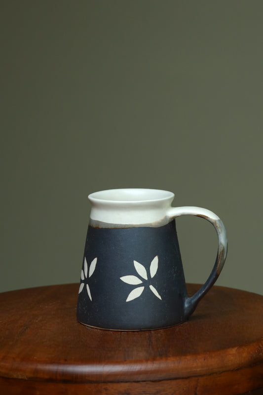 Tapered White & Grey floral Cups