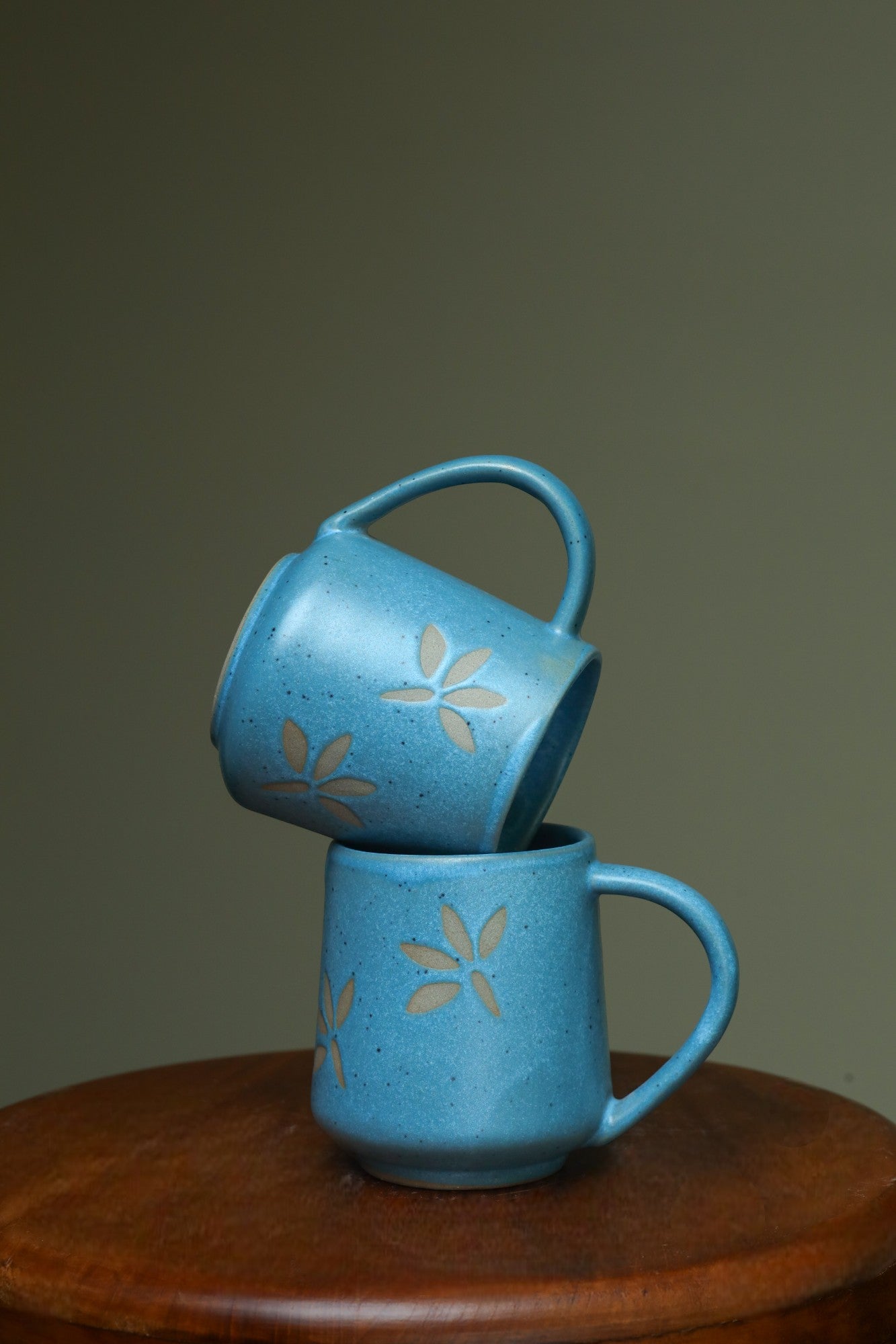 Blue floral mugs