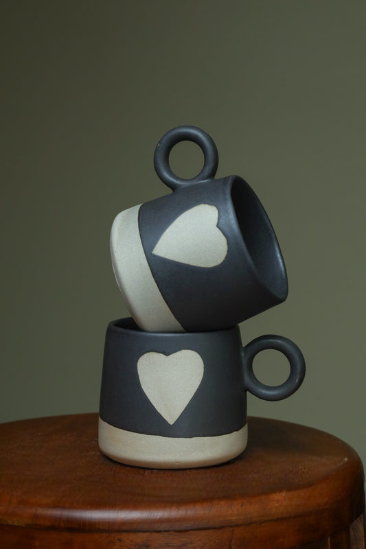 Quirky "Say It with Love" black & white Cups