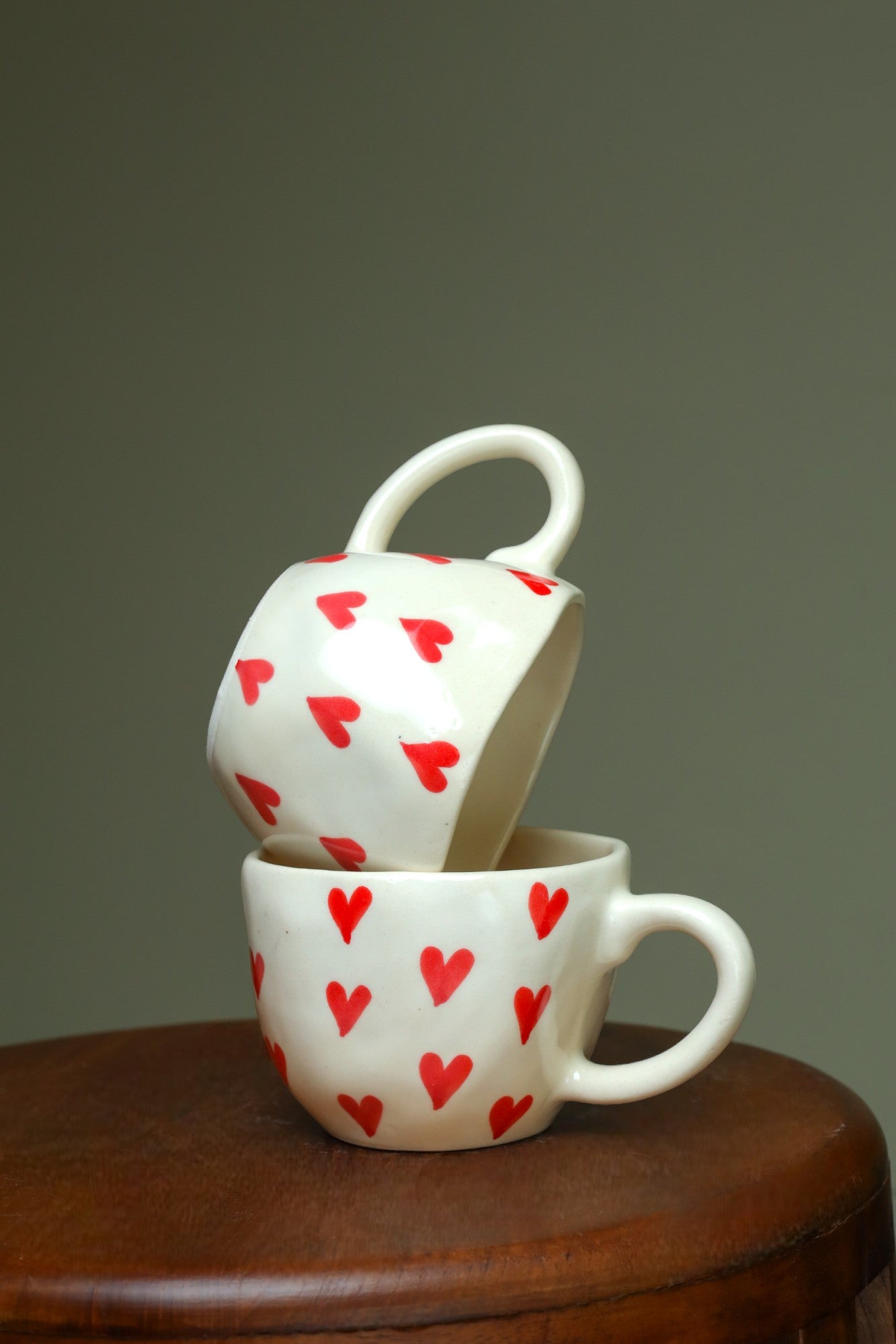 Adorable red and white love cups