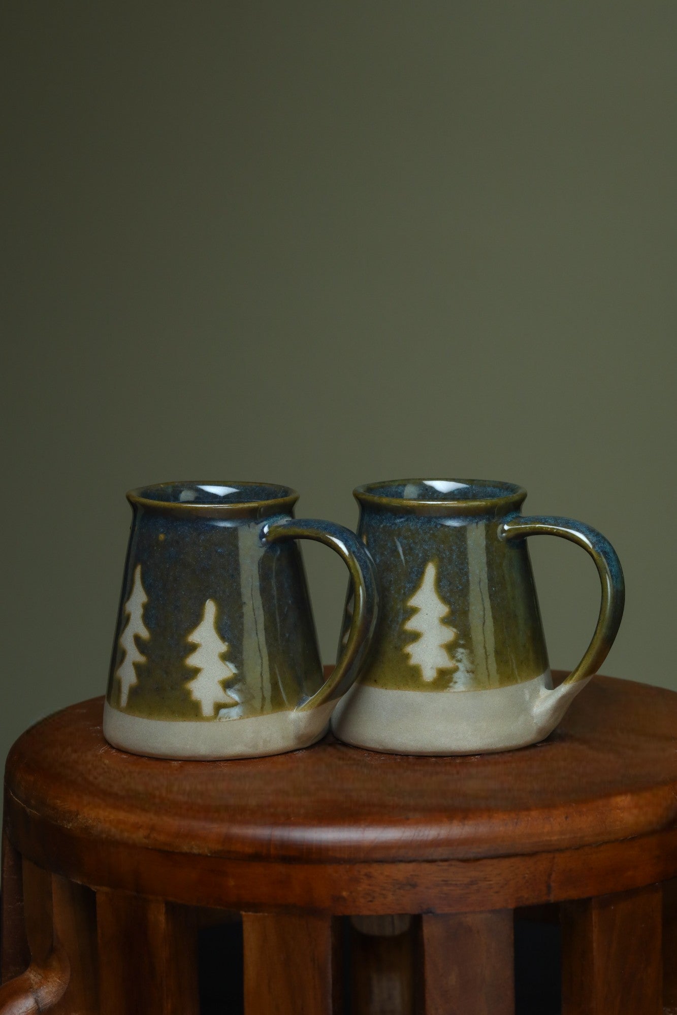 Tapered  nature inspired green cups