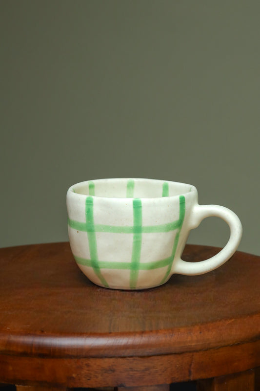 Exclusive White Cups with Green Checks