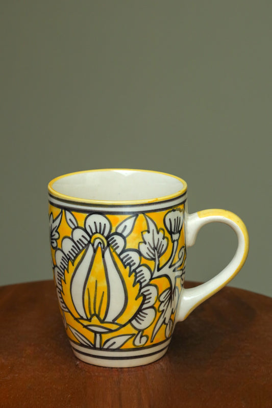 Floral-Inspired Yellow Mugs