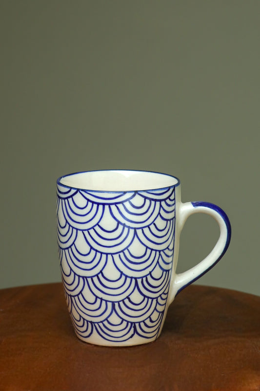 White mugs with blue motif