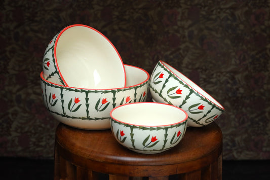 Bowls with floral pattern - Set of 4