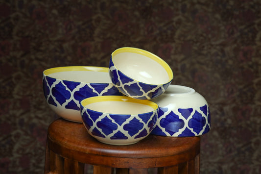 Elegant yellow and blue Bowls - Set of 4