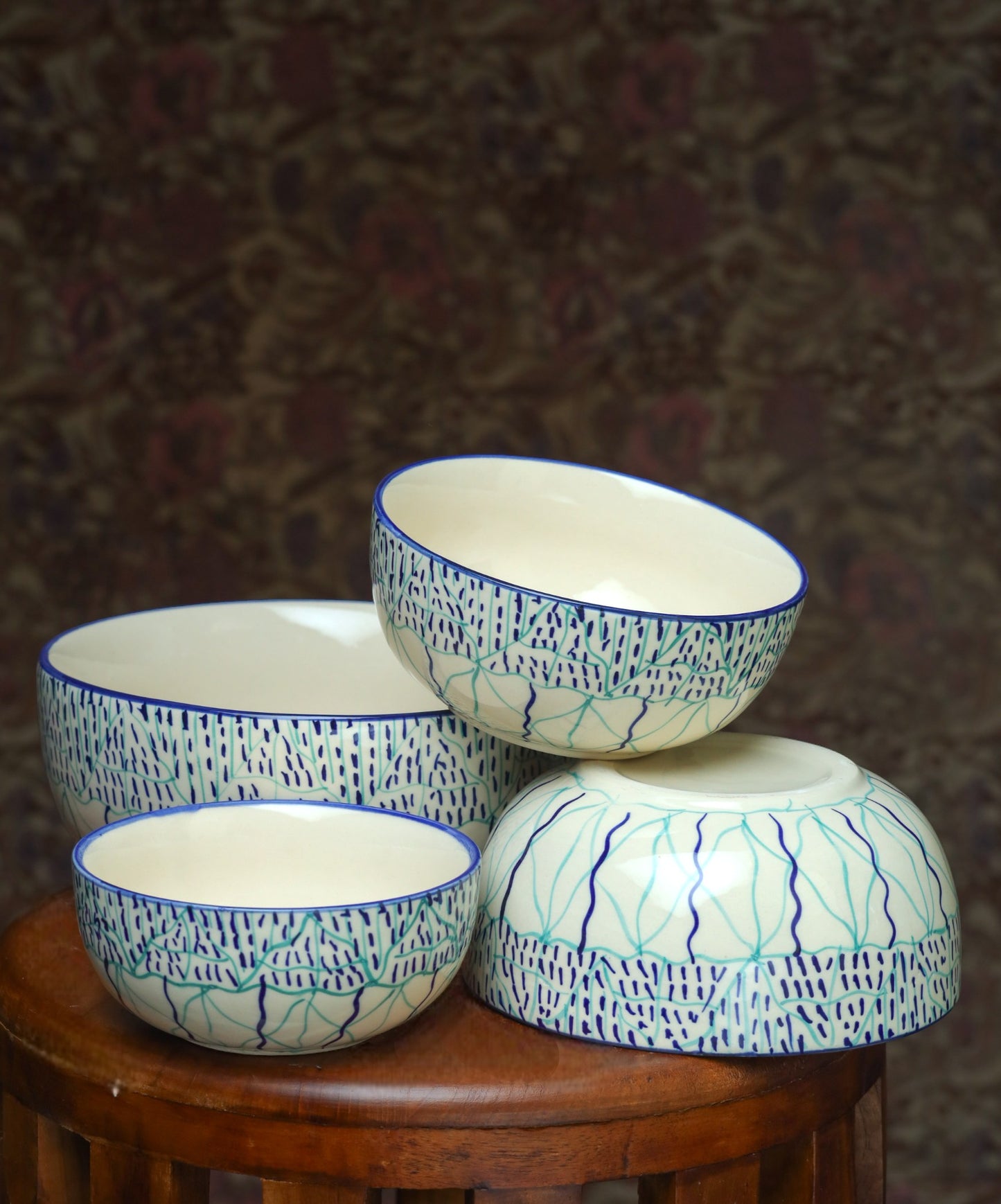 Blue Pattern Bowls - Set of 4