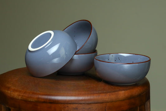 Blue grey Katoris with dots (Set of 2)