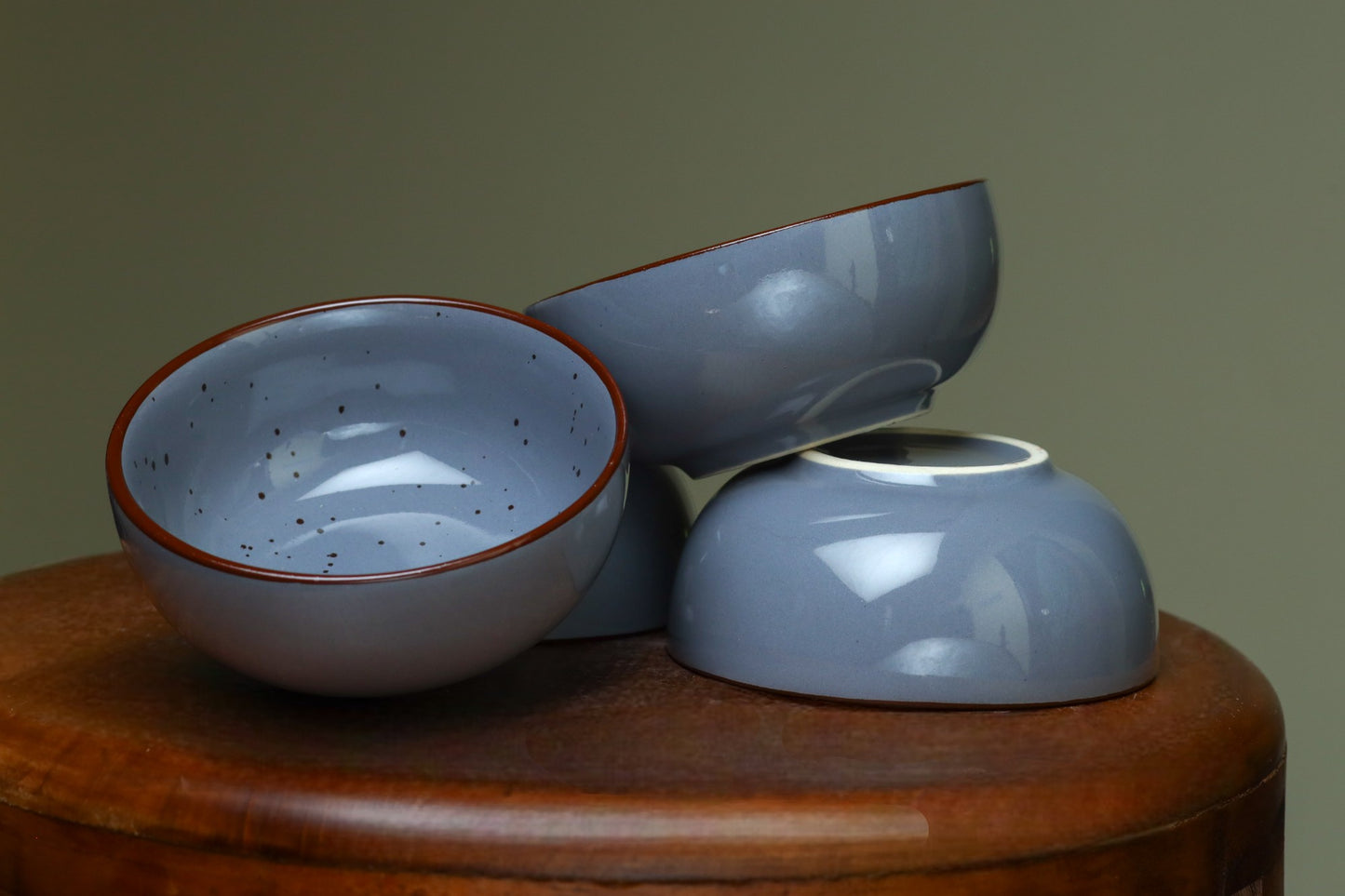 Blue grey Katoris with dots (Set of 2)