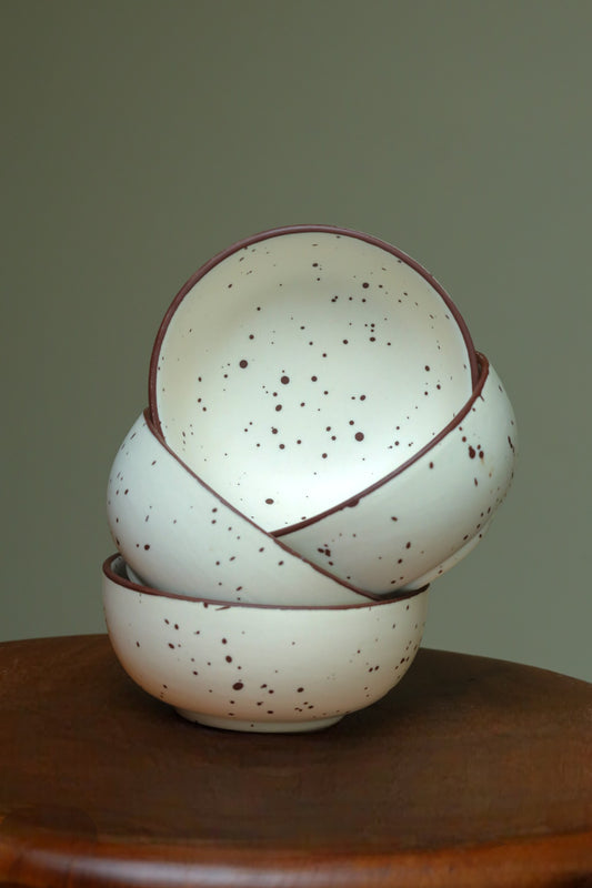 Brown dotted white Katoris (Set of 2)