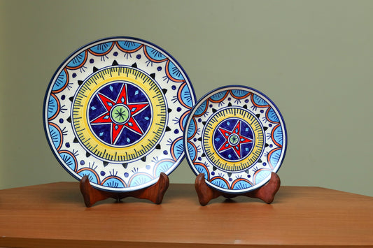 Elegant Compass Designed Dinner & Quarter Plate Set