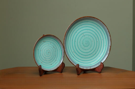 Turquoise Blue Dinner & Quarter Plate Set