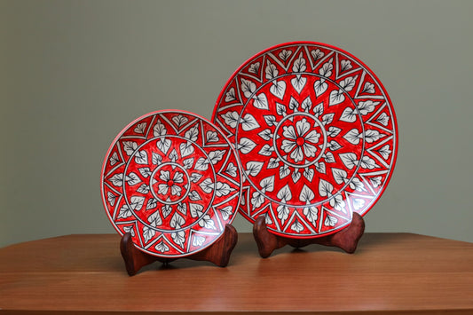 Red Floral Dinner & Quarter Plate Set
