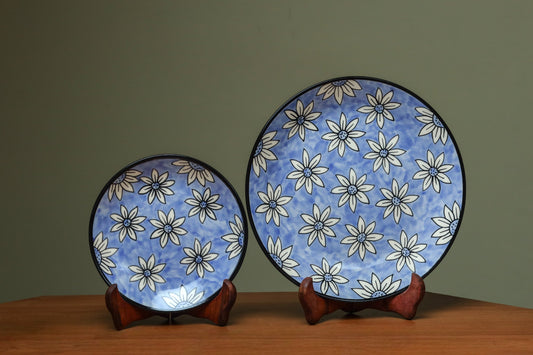 Blue Floral Dinner & Quarter Plate Set