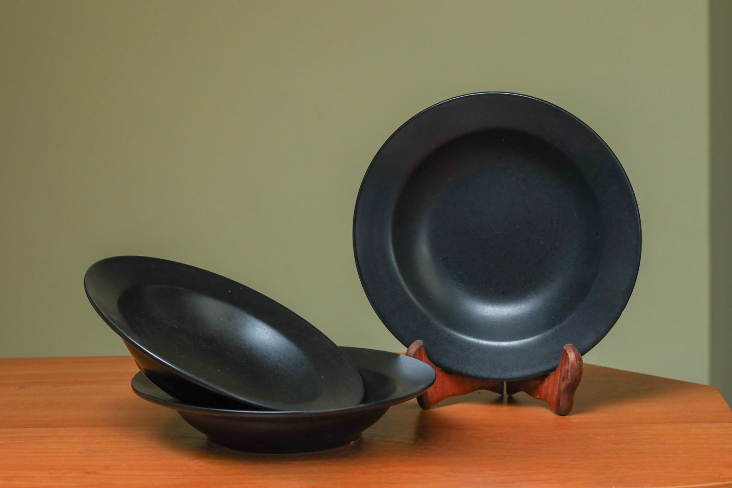 Sleek Black Ceramic Pasta Bowl
